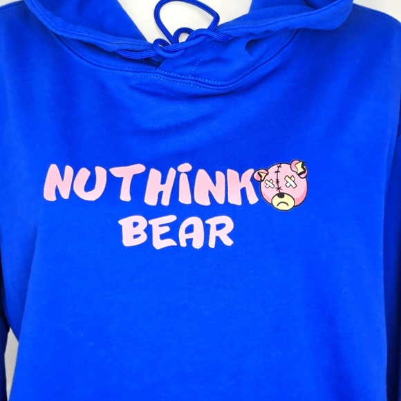 NUTHINK BEAR Blue Hoodie with Graphic Print, Size Medium - Picture 2 of 9